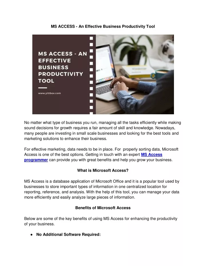 ms access an effective business productivity tool