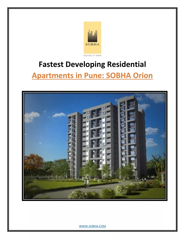 fastest developing residential apartments in pune