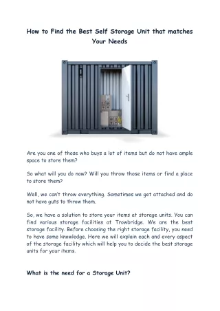 how to find the best self storage unit that