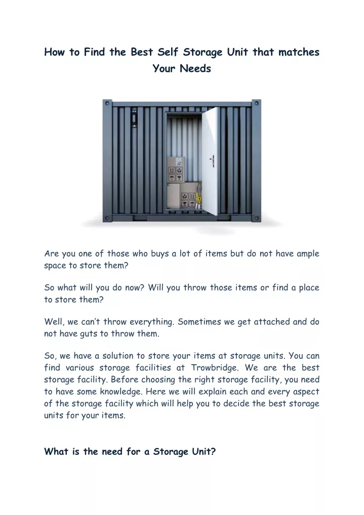 how to find the best self storage unit that