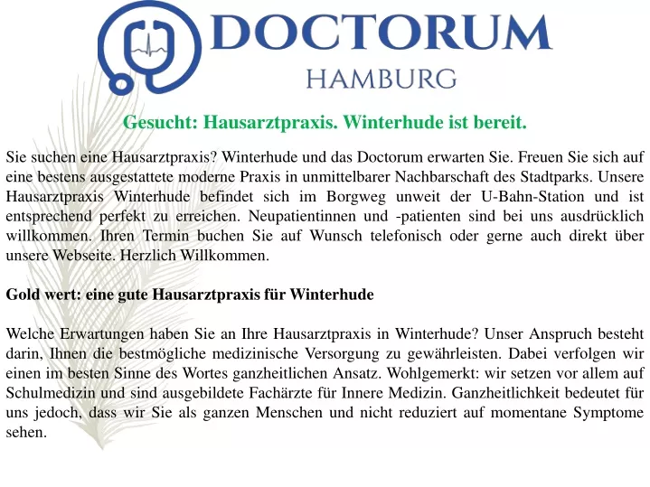 gesucht hausarztpraxis winterhude ist bereit