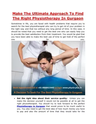 Physio Plus The Right Physiotherapy In Gurgaon