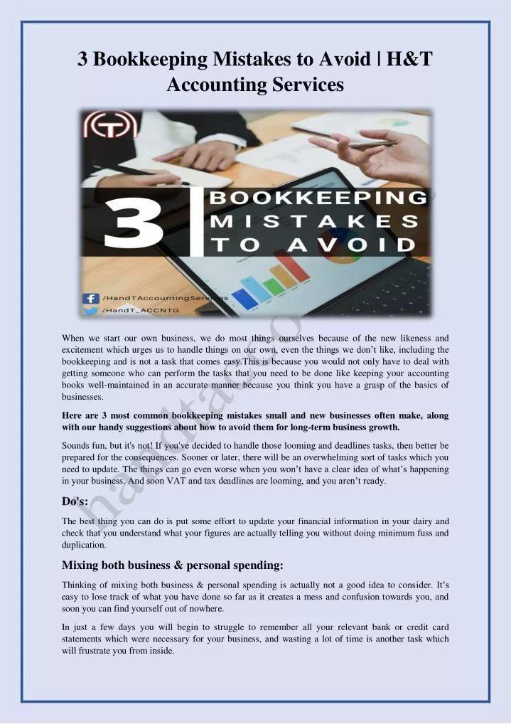 3 bookkeeping mistakes to avoid h t accounting