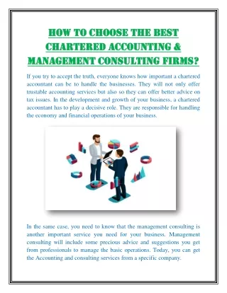 How to choose the best chartered accounting & management consulting firms?