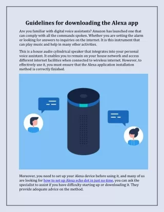 Guidelines for downloading the Alexa app