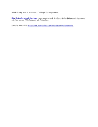 hire best ruby on rails developer leading