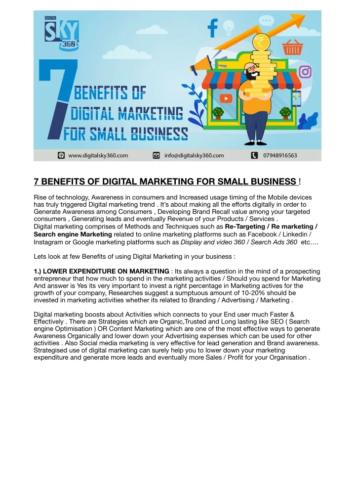 7 benefits of digital marketing for small business