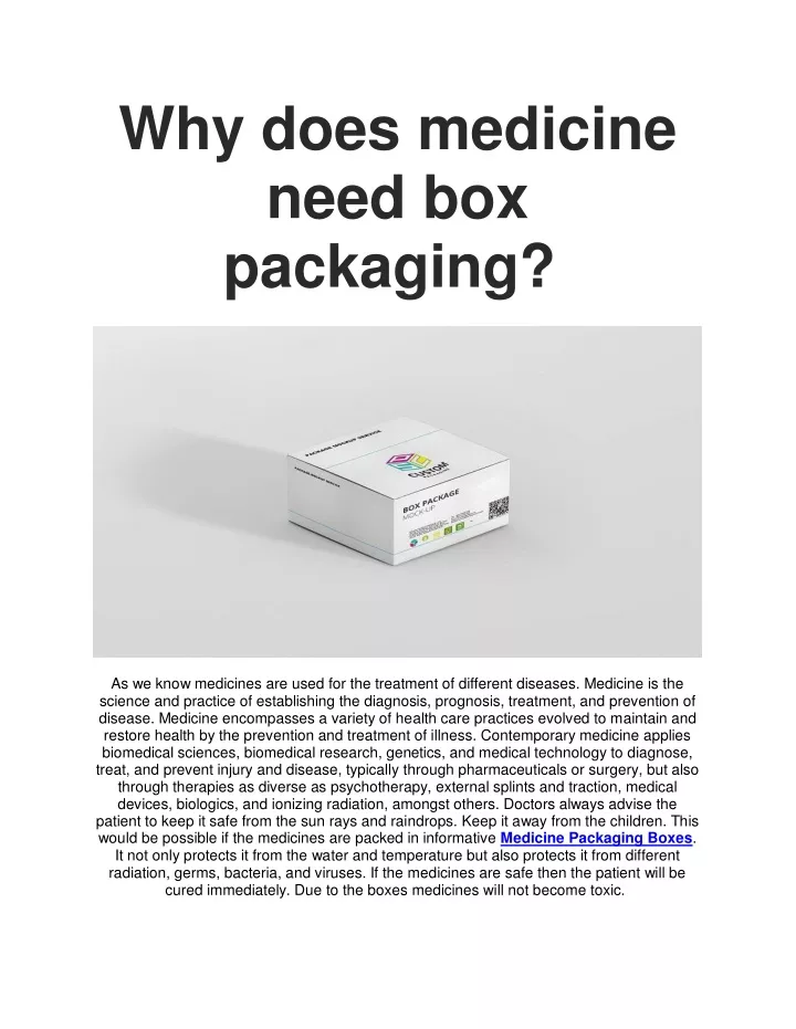 why does medicine need box packaging