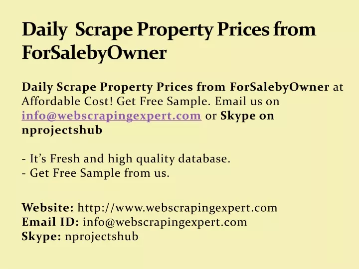 daily scrape property prices from forsalebyowner