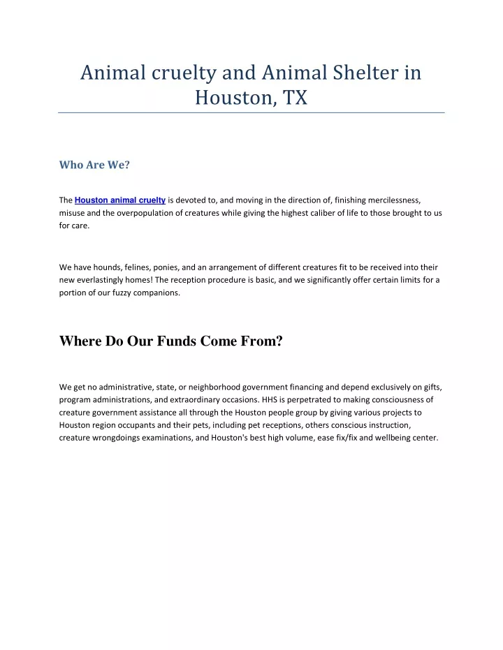 animal cruelty and animal shelter in houston tx