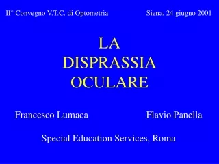 La Disprassia Oculare