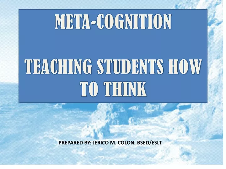 meta cognition teaching students how to think