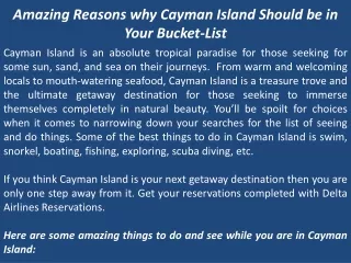 Amazing Reasons why Cayman Island Should be in Your Bucket-List