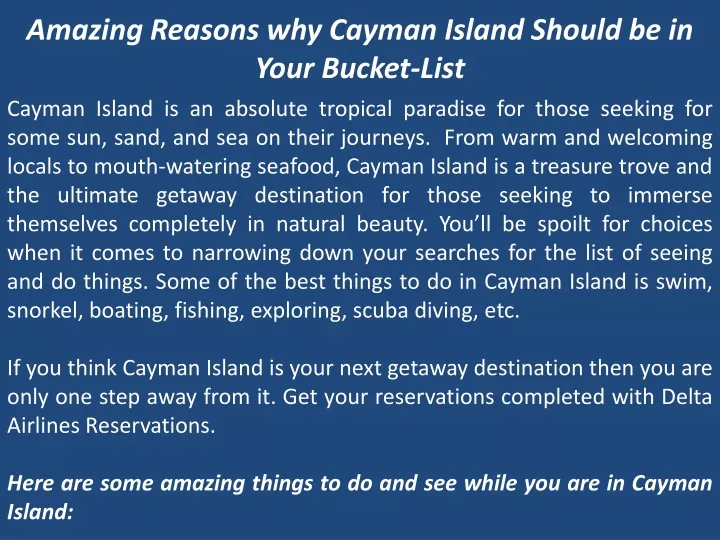 amazing reasons why cayman island should be in your bucket list