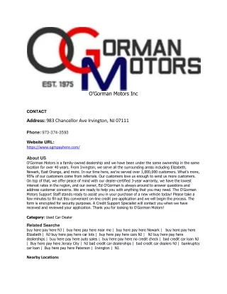 O'Gorman Motors Inc