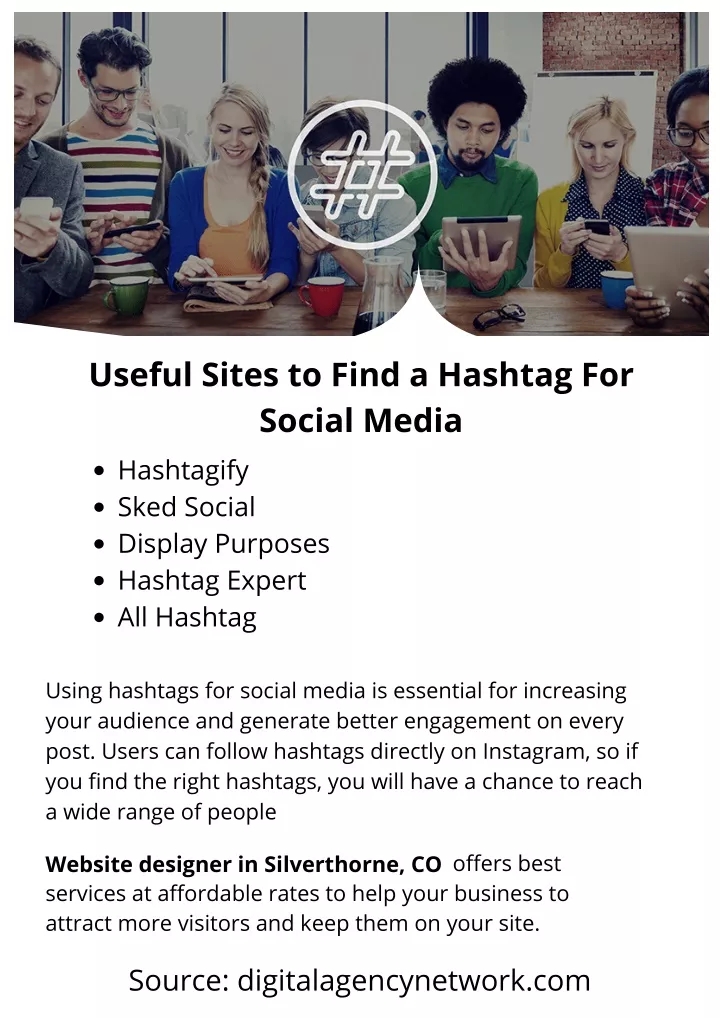 useful sites to find a hashtag for social media