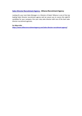 sales director recruitment agency alliance