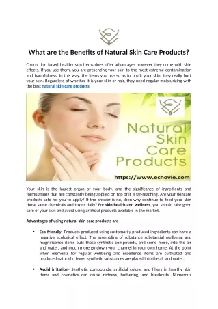 What are the Benefits of Natural Skin Care Products?