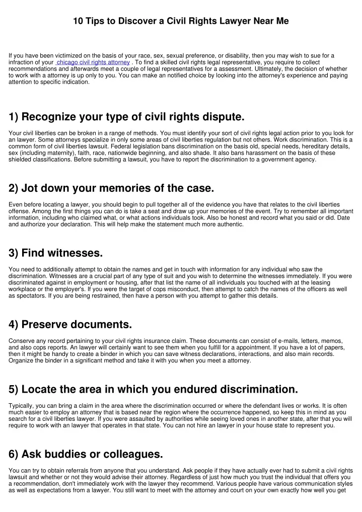 10 tips to discover a civil rights lawyer near me