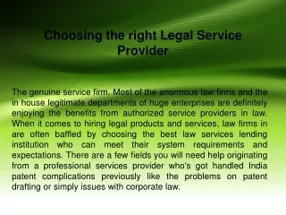 Choosing the right Legal Service Provider