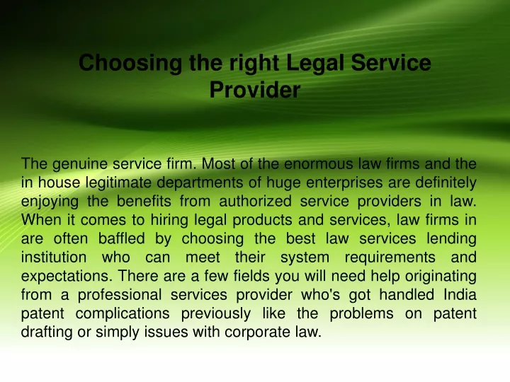 choosing the right legal service provider