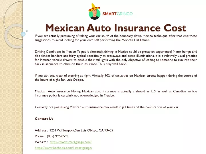 mexican auto insurance cost