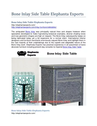bone inlay side table elephanta exports