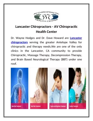 Lancaster Chiropractors - AV Chiropractic Health Center