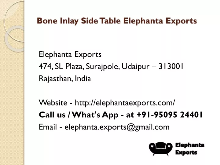 bone inlay side table elephanta exports