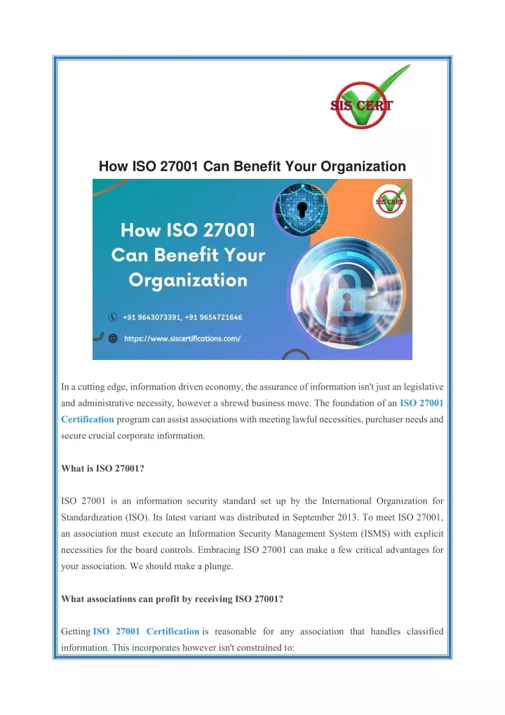 how iso 27001 can benefit your organization