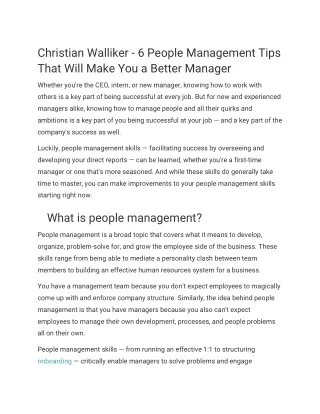 Christian Walliker - 6 People Management Tips  That Will Make You a Better Manager 