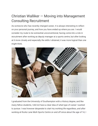 Christian Walliker — Moving into Management  Consulting Recruitment