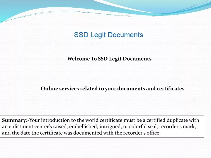 welcome to ssd legit documents