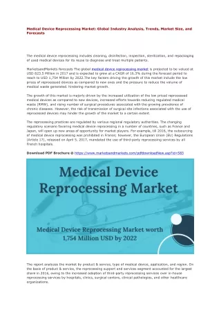 Medical Device Reprocessing Market analysis and business growth