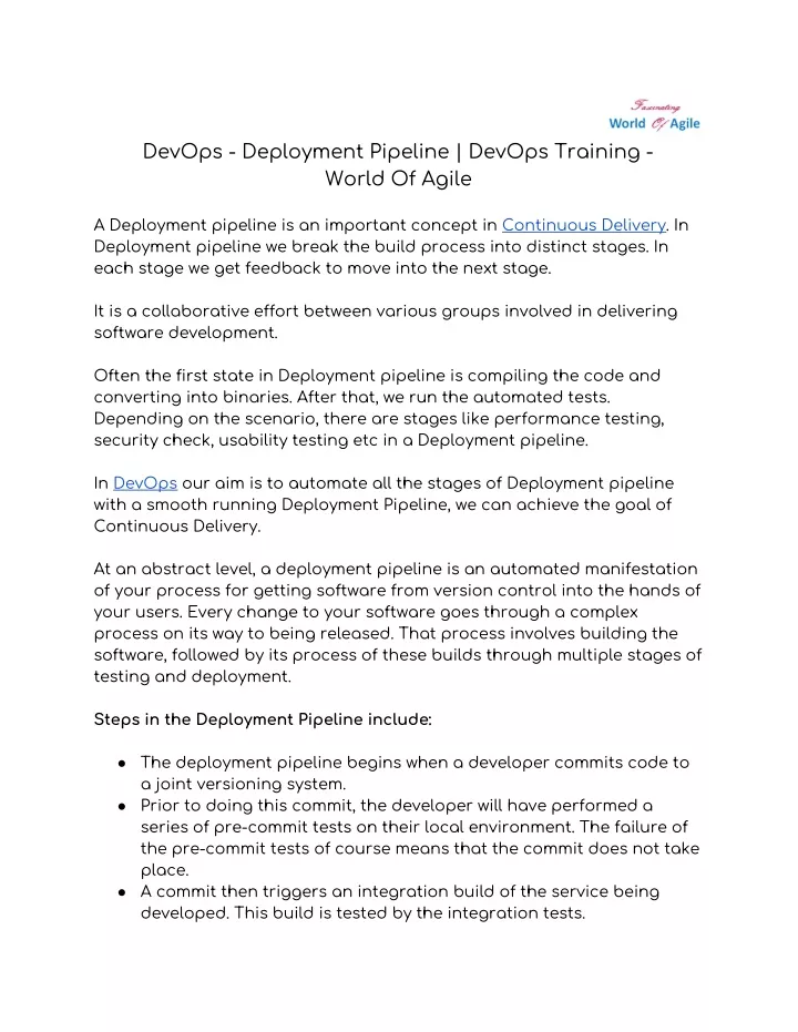 devops deployment pipeline devops training world