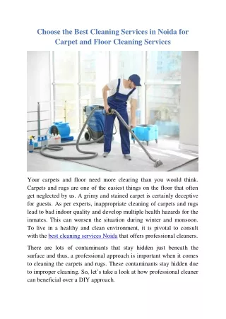 Choose the Best Cleaning Services in Noida for Carpet and Floor Cleaning Services