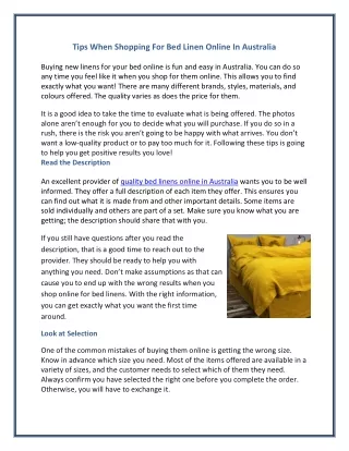 tips when shopping for bed linen online