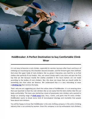 HoldBreaker: A Perfect Destination to buy Comfortable Climb Wear