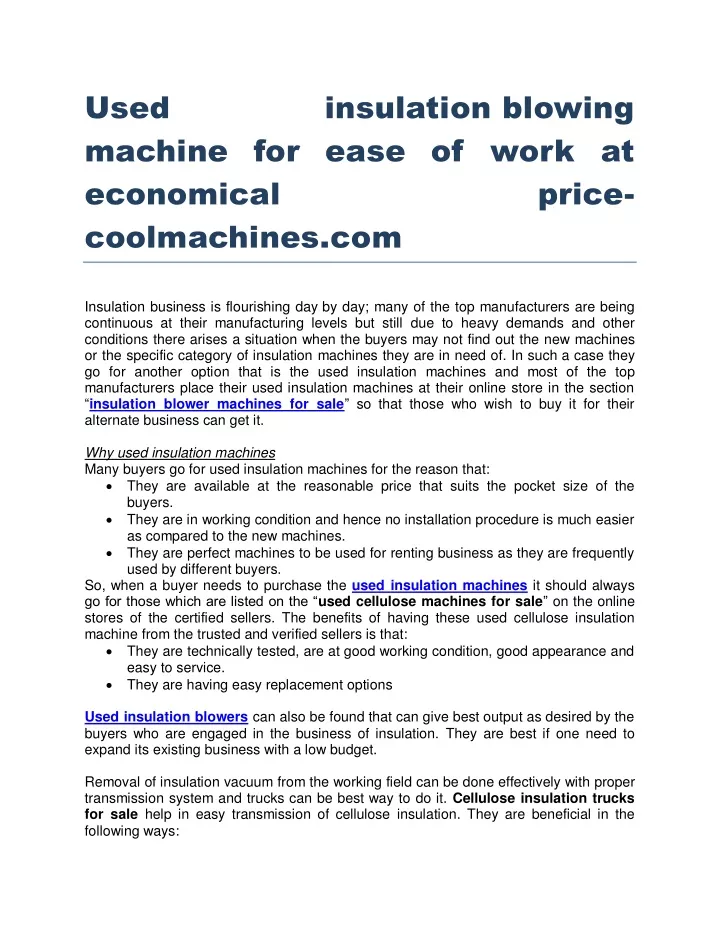 used machine for ease of work at economical
