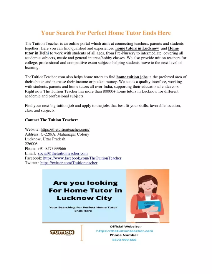 your search for perfect home tutor ends here