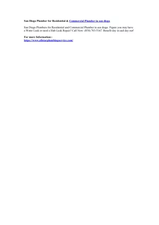 san diego plumber for residential commercial