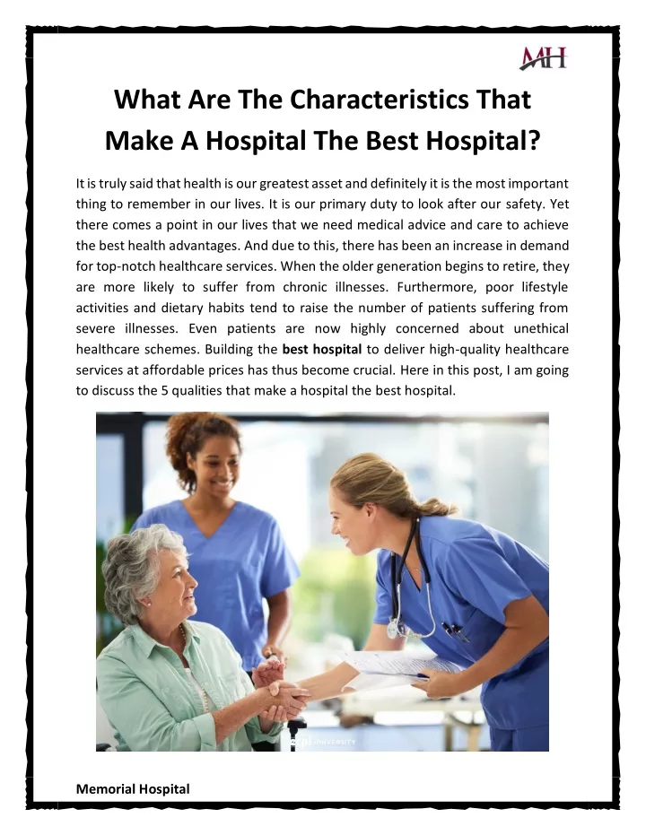 what are the characteristics that make a hospital
