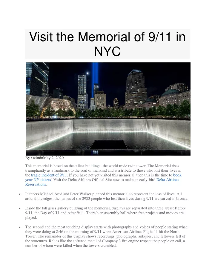 visit the memorial of 9 11 in nyc