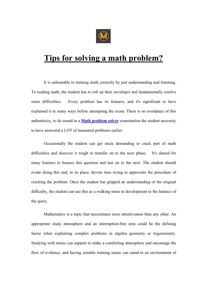 tips for solving a math problem