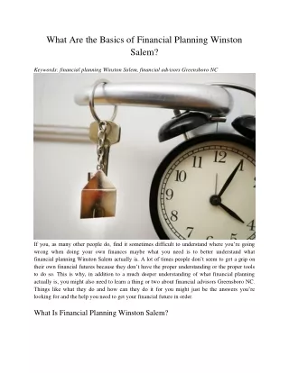 what are the basics of financial planning winston