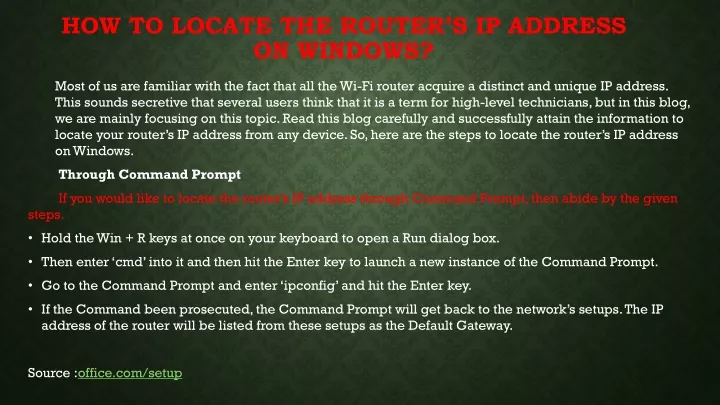 how to locate the router s ip address on windows