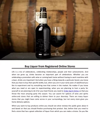 Buy Liquor from Registered Online Stores