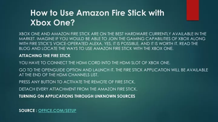 how to use amazon fire stick with xbox one