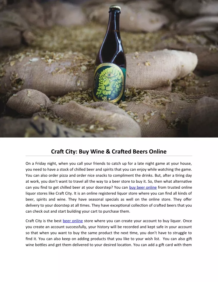 craft city buy wine crafted beers online