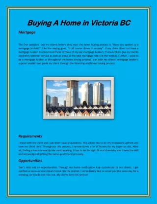 Buying A Home in Victoria BC